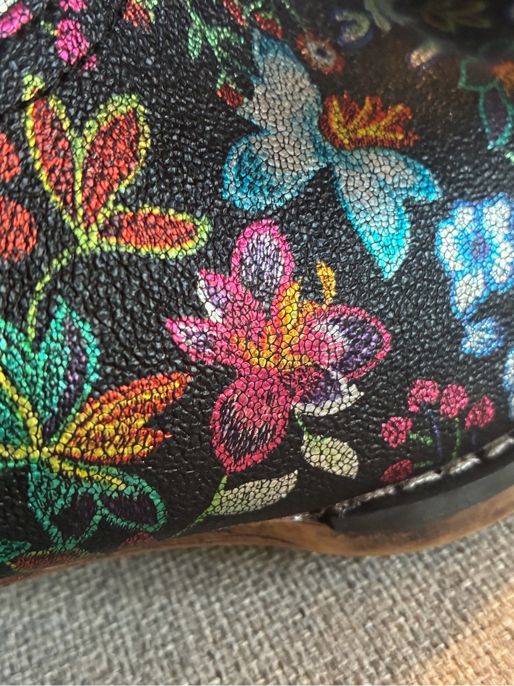 Roper Boot Women 10.5Ingrid Floral Western Booties Multicolor Faux Leather Heels - Picture 3 of 12